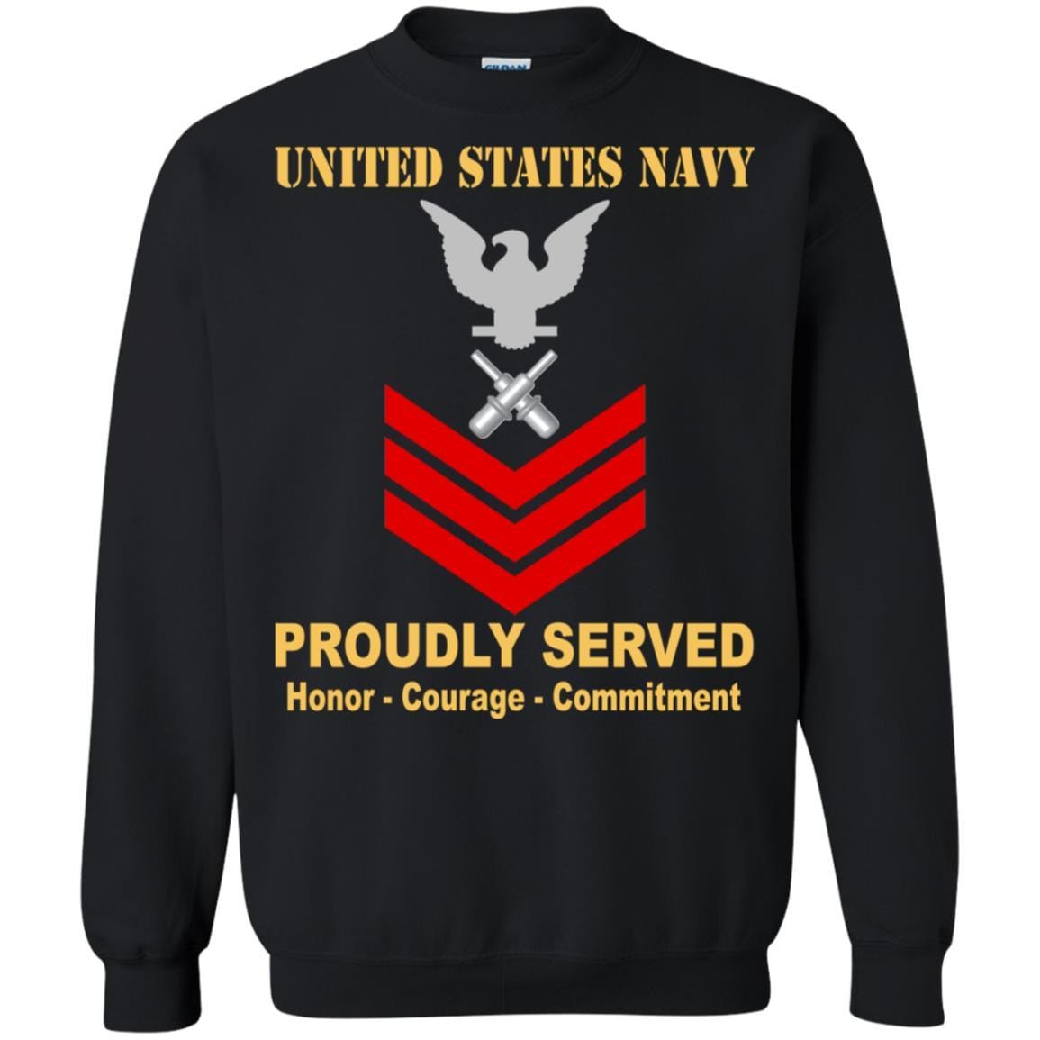 U.S Navy Gunner's mate Navy GM E-6 Rating Badges Proudly Served T-Shirt For Men On Front-TShirt-Navy-Veterans Nation