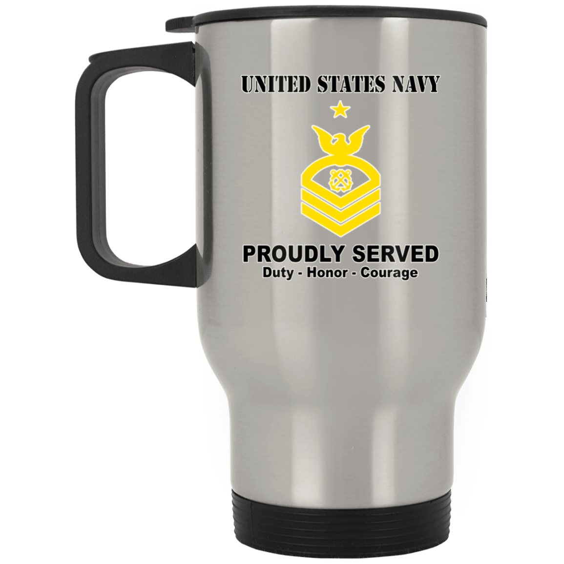 US Navy E-8 Senior Chief Petty Officer E8 SCPO Senior Noncommissioned Officer Ranks T shirt White Coffee Mug - Stainless Travel Mug-Mug-Navy-Collar-Veterans Nation