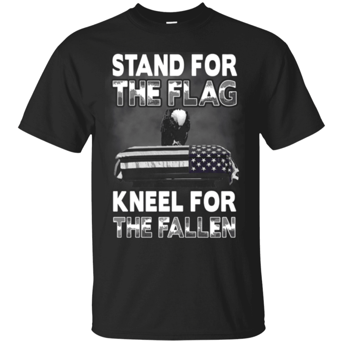 Military T-Shirt "Stand For The Flag Kneel For The Fallen"-TShirt-General-Veterans Nation