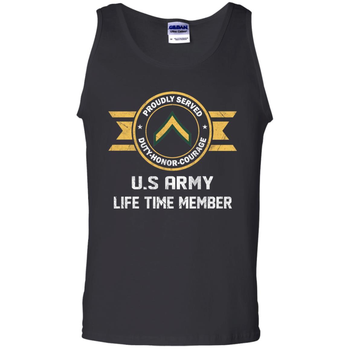 Life Time Member - Army E-2 PV2 E2 Private Second Class Ranks Men T Shirt On Front-TShirt-Army-Veterans Nation