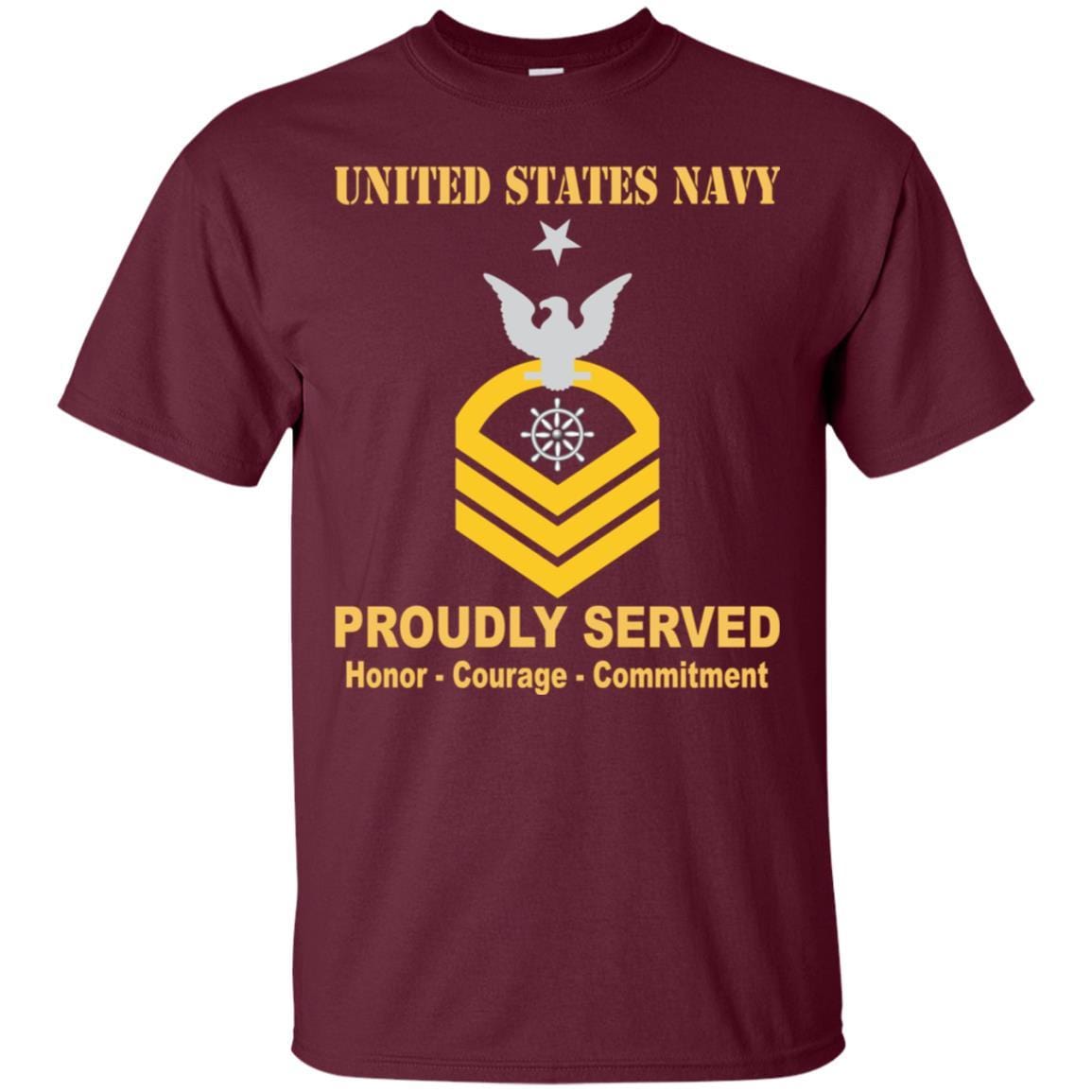 Navy Quartermaster Navy QM E-8 Rating Badges Proudly Served T-Shirt For Men On Front-TShirt-Navy-Veterans Nation