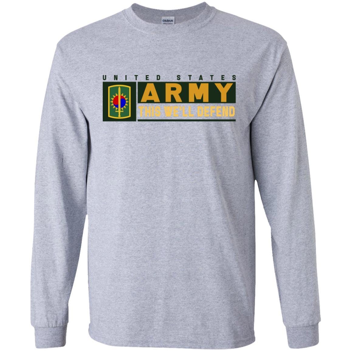 US Army 8TH MILITARY POLICE BRIGADE- This We'll Defend T-Shirt On Front For Men-TShirt-Army-Veterans Nation