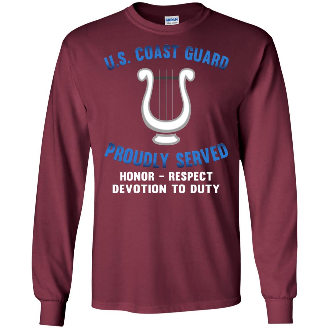 US Coast Guard Musician MU Logo Proudly Served T-Shirt For Men On Front-TShirt-USCG-Veterans Nation