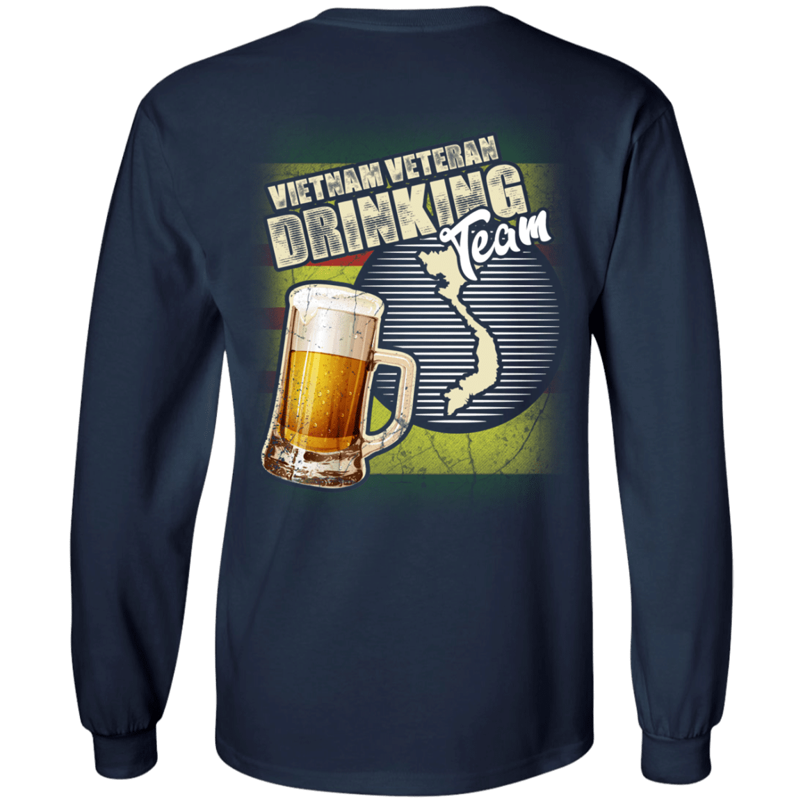 Military T-Shirt "Vietnam Veteran Drinking Bear Team Back"-TShirt-General-Veterans Nation