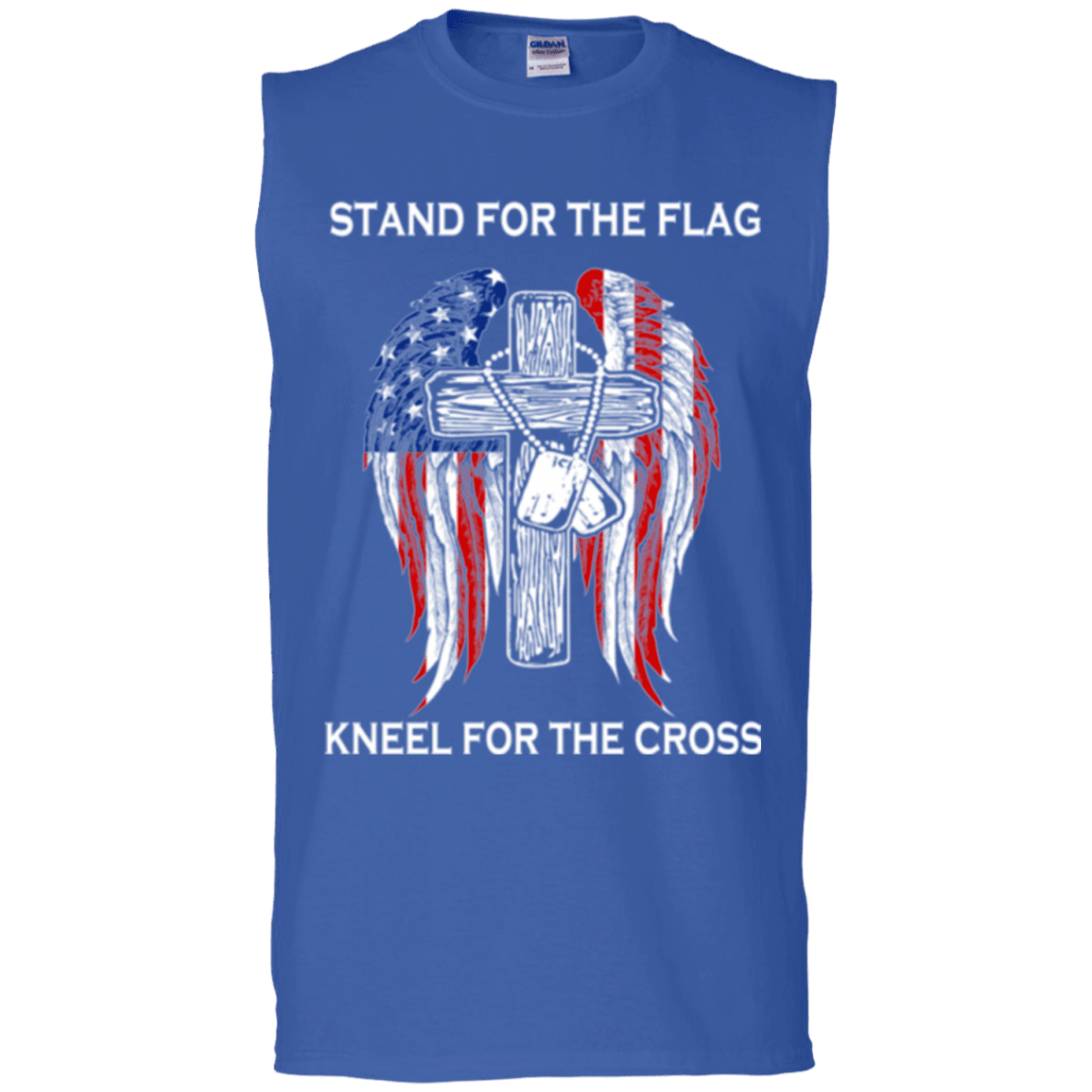 Military T-Shirt "Stand For The Flag Kneel For The Cross"-TShirt-General-Veterans Nation