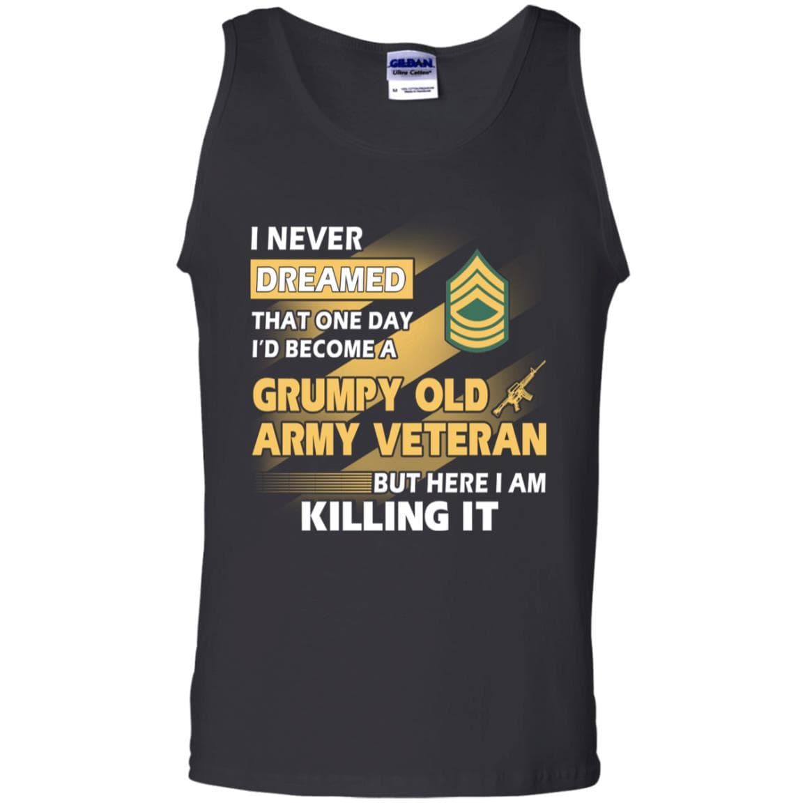 US Army T-Shirt "Grumpy Old Veteran" E-8 Master Sergeant(MSG) On Front-TShirt-Army-Veterans Nation
