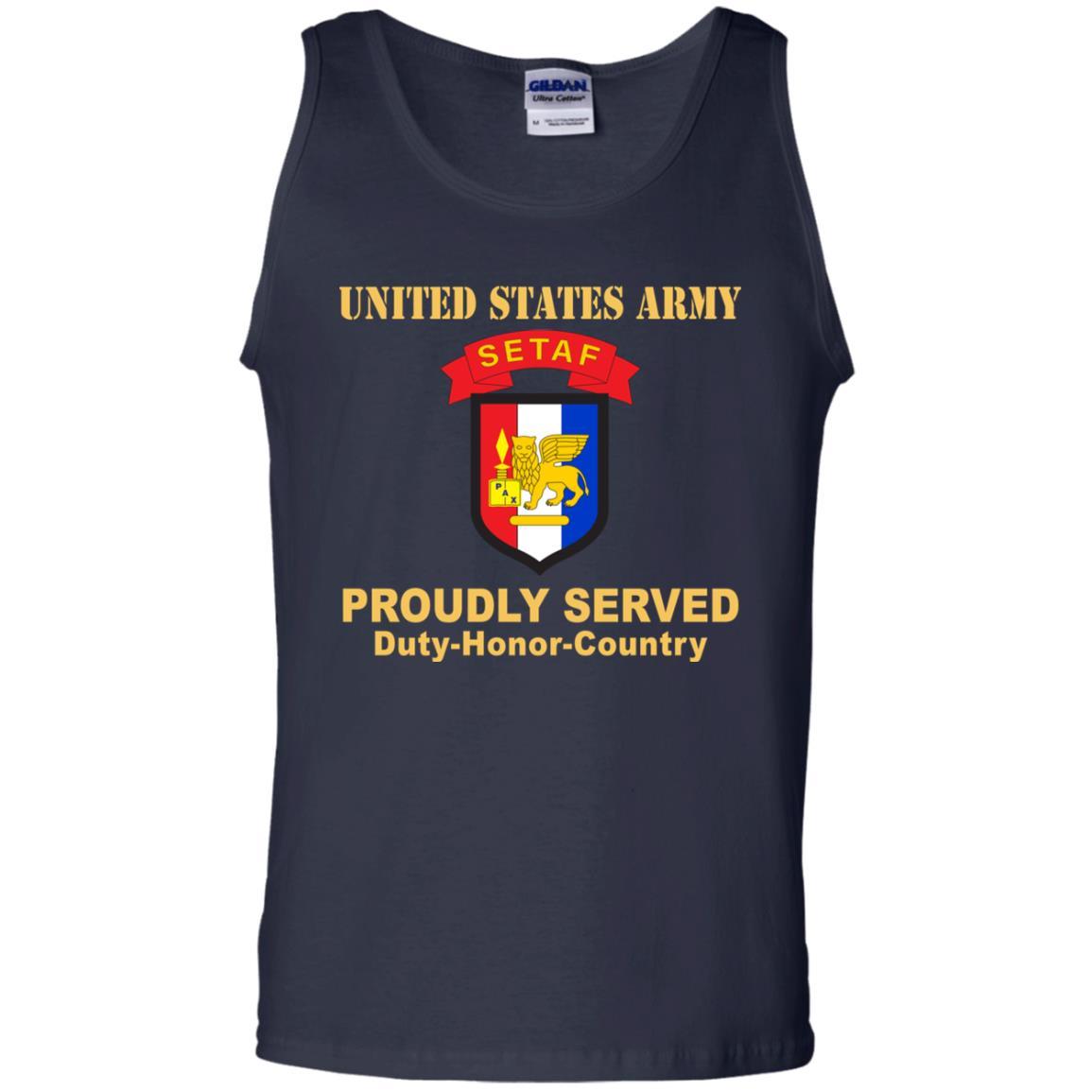 US ARMY USARAF-SETAF COMBAT SERVICE ID BADGE- Proudly Served T-Shirt On Front For Men-TShirt-Army-Veterans Nation