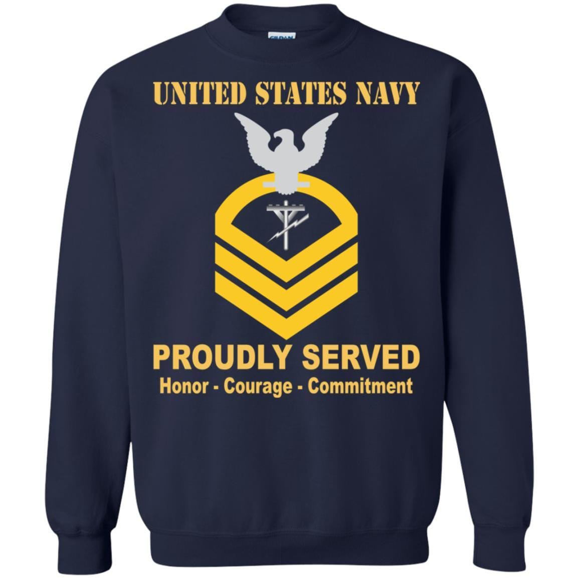 Navy Construction Electrician Navy CE E-7 Rating Badges Proudly Served T-Shirt For Men On Front-TShirt-Navy-Veterans Nation