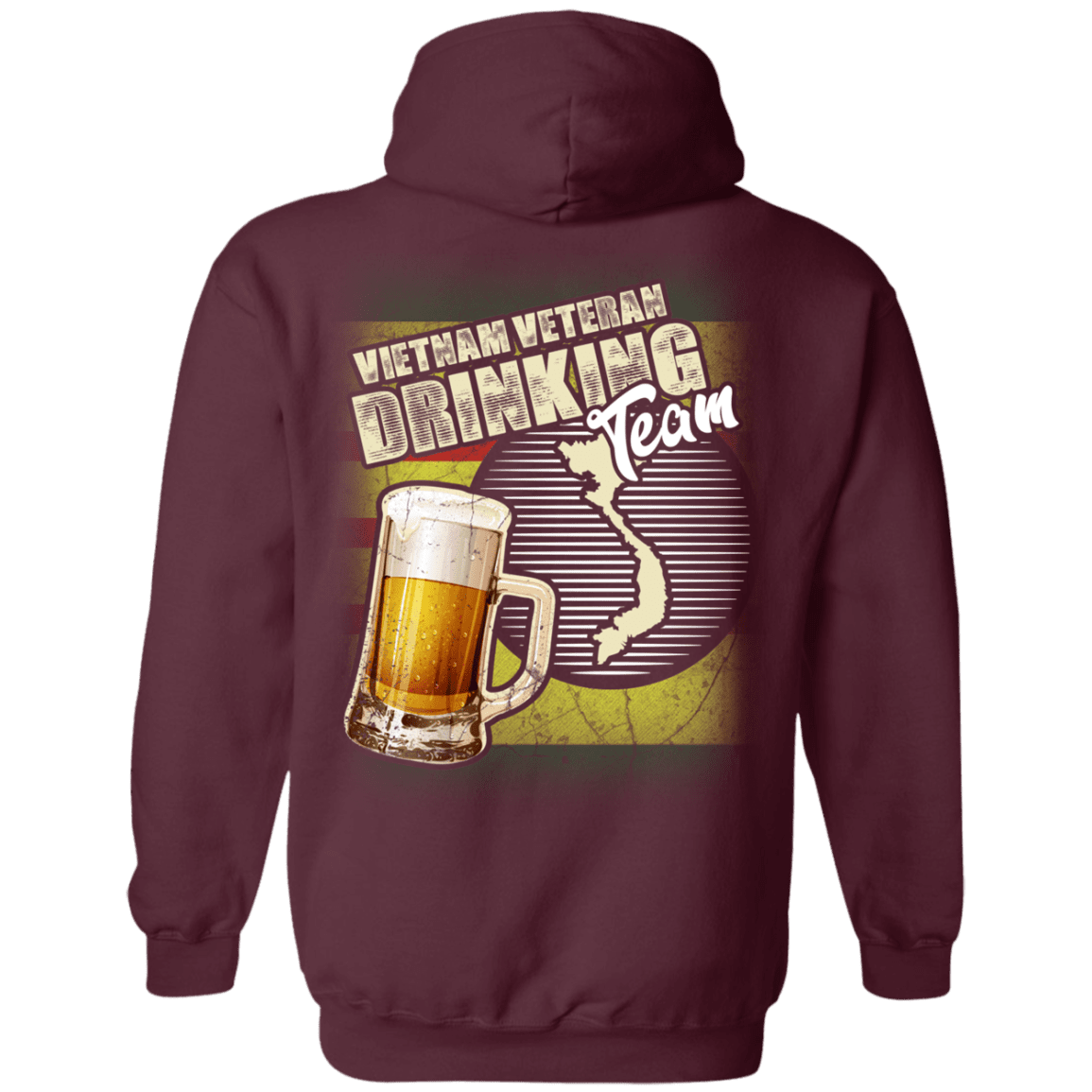 Military T-Shirt "Vietnam Veteran Drinking Bear Team Back"-TShirt-General-Veterans Nation