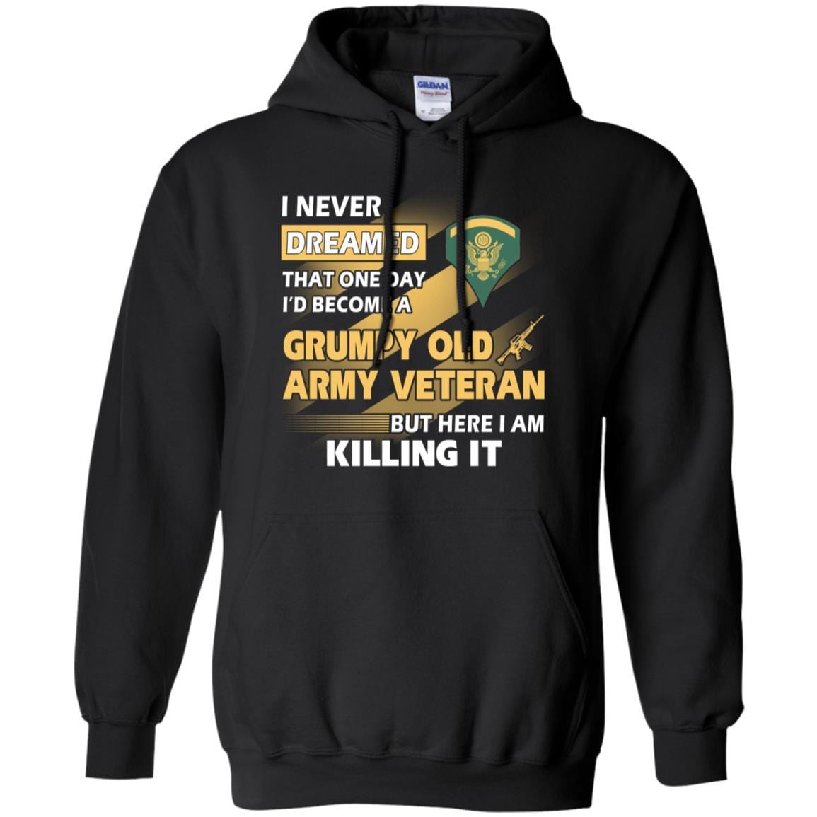 US Army T-Shirt "Grumpy Old Veteran" E-5 SPC(SP5) On Front-TShirt-Army-Veterans Nation