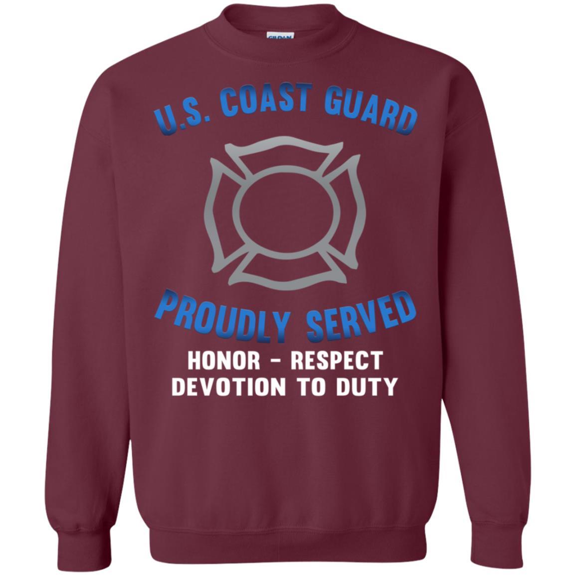 US Coast Guard Fire and Safety Specialist FF Logo Proudly Served T-Shirt For Men On Front-TShirt-USCG-Veterans Nation