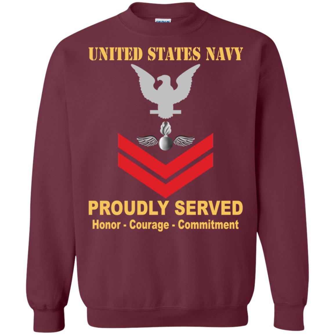 Navy Aviation Ordnanceman Navy AO E-5 Rating Badges Proudly Served T-Shirt For Men On Front-TShirt-Navy-Veterans Nation