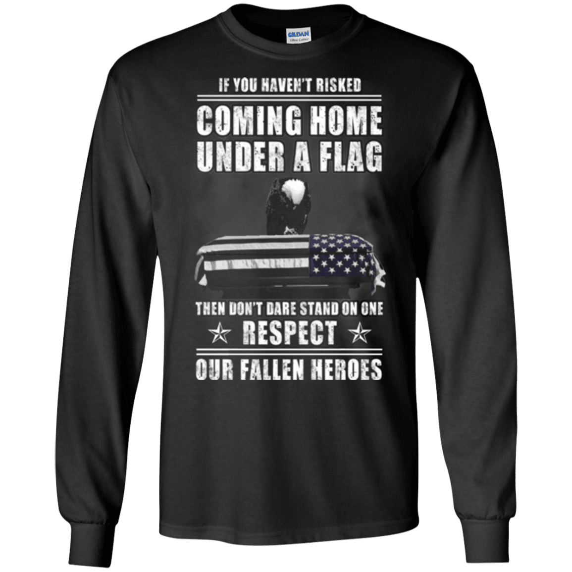 Military T-Shirt "Coming Home Under A Flag Respect Our Fallen Heroes"-TShirt-General-Veterans Nation