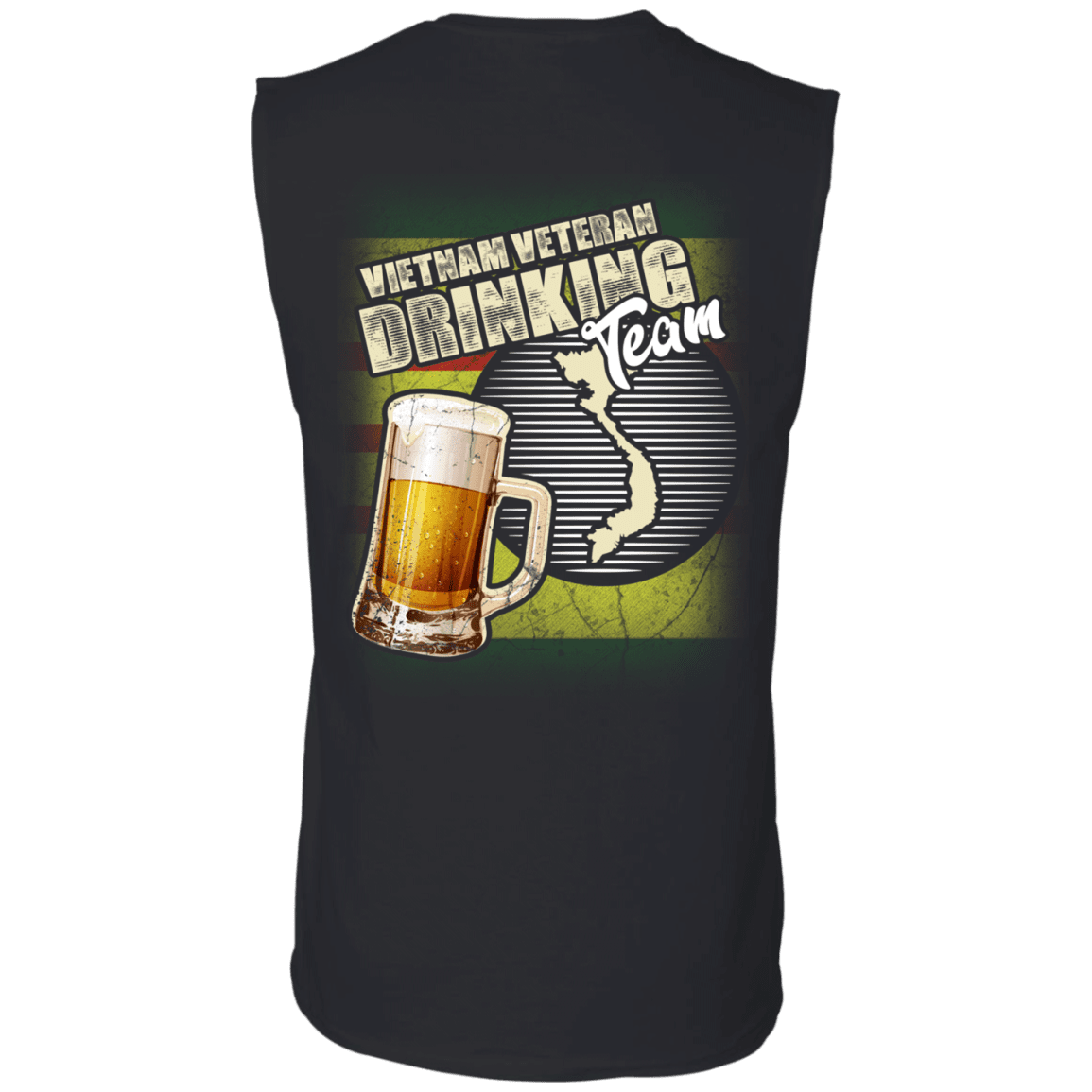 Military T-Shirt "Vietnam Veteran Drinking Bear Team Back"-TShirt-General-Veterans Nation
