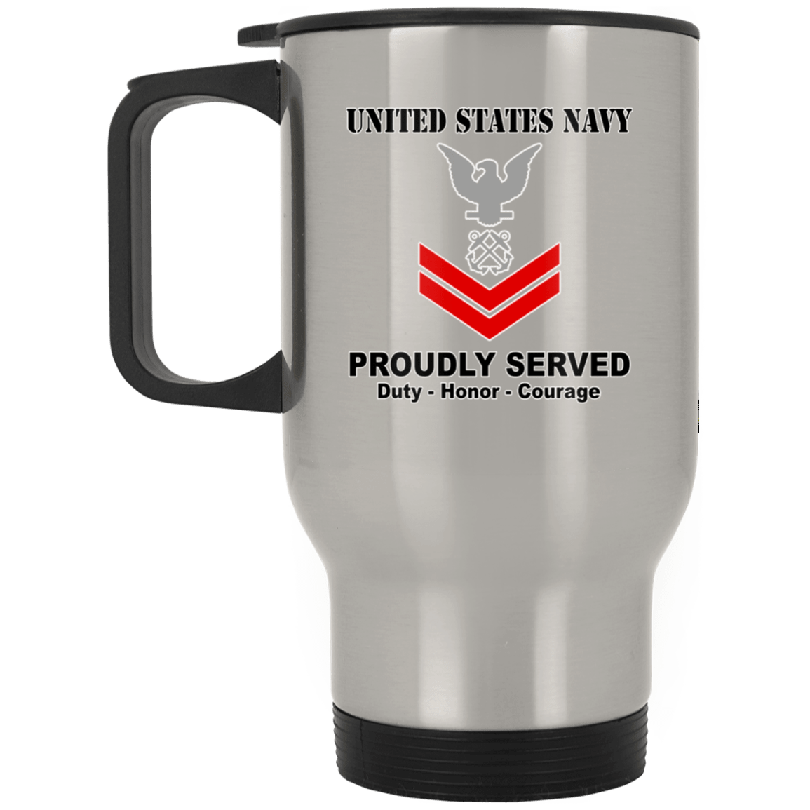 US Navy E-5 Petty Officer Second Class E5 PO2 Noncommissioned Officer Ranks T shirt White Coffee Mug - Stainless Travel Mug-Mug-Navy-Collar-Veterans Nation