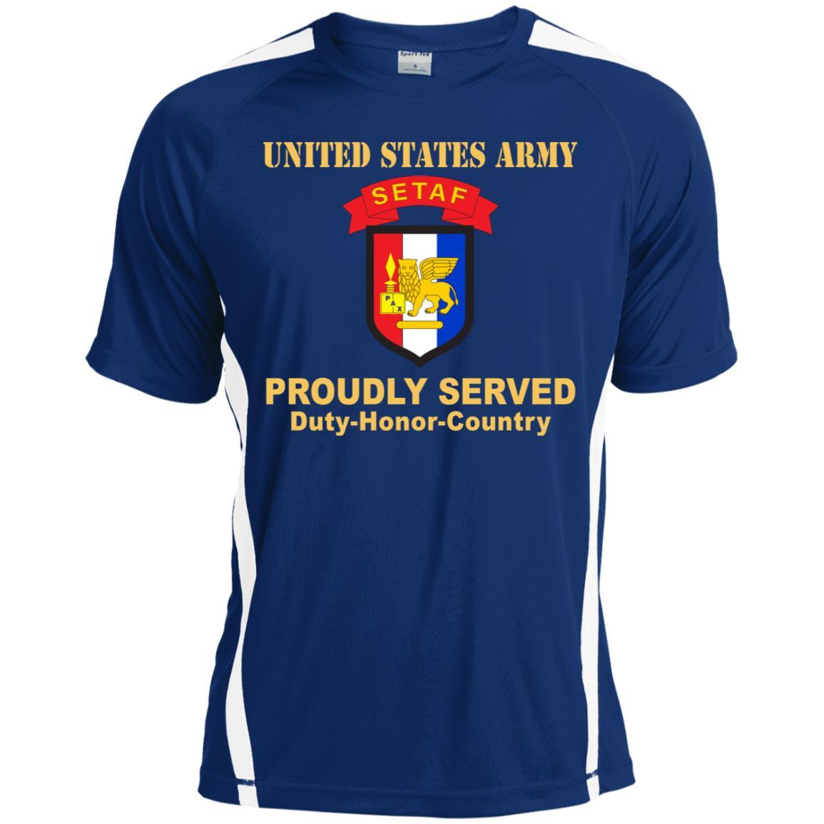 US ARMY USARAF-SETAF COMBAT SERVICE ID BADGE- Proudly Served T-Shirt On Front For Men-TShirt-Army-Veterans Nation