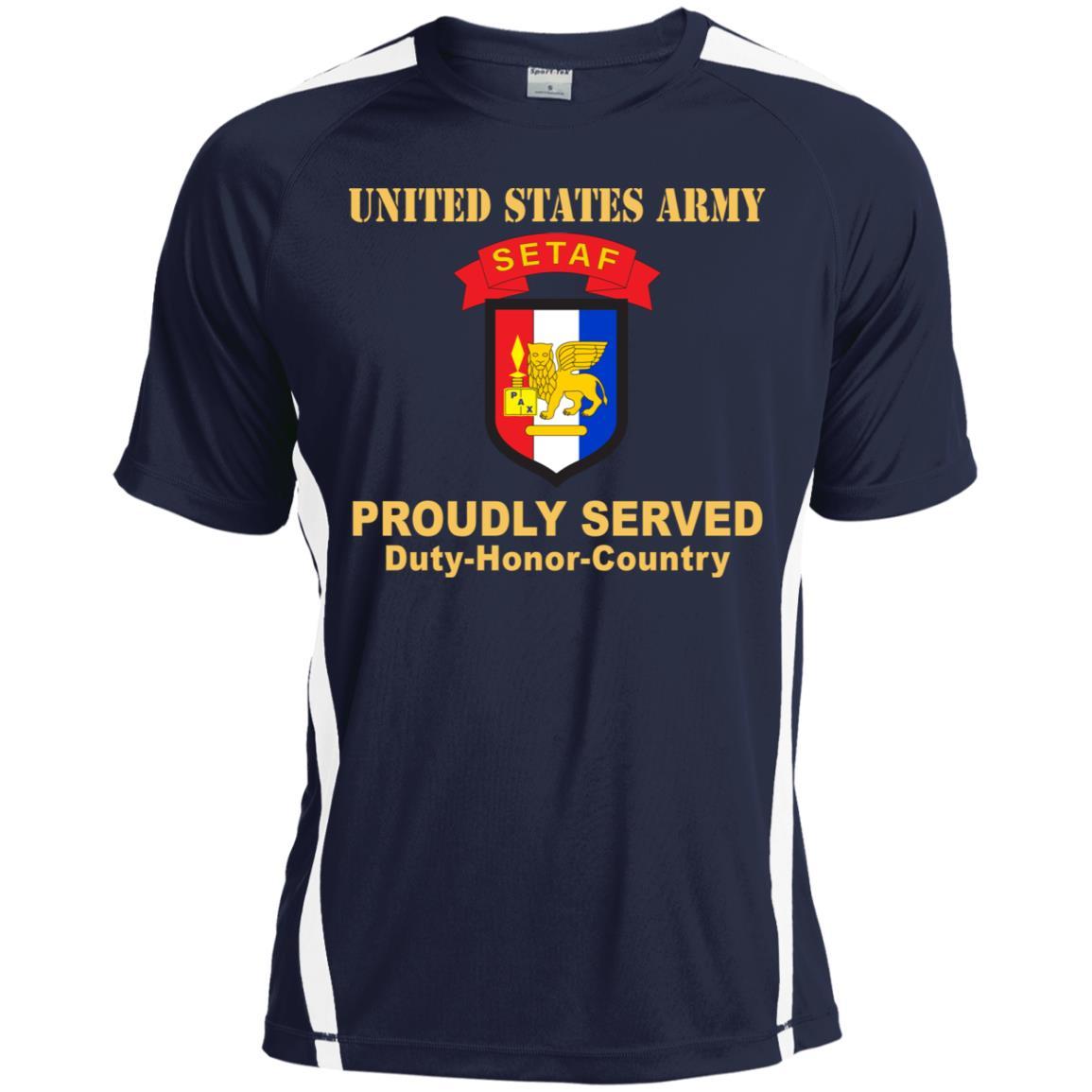 US ARMY USARAF-SETAF COMBAT SERVICE ID BADGE- Proudly Served T-Shirt On Front For Men-TShirt-Army-Veterans Nation