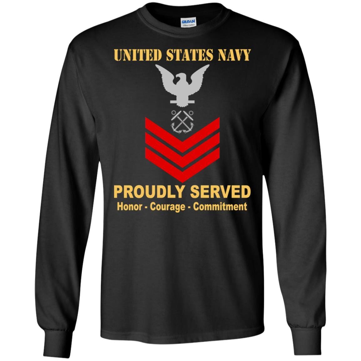 U.S Navy Boatswain's Mate Navy BM E-6 Rating Badges Proudly Served T-Shirt For Men On Front-TShirt-Navy-Veterans Nation