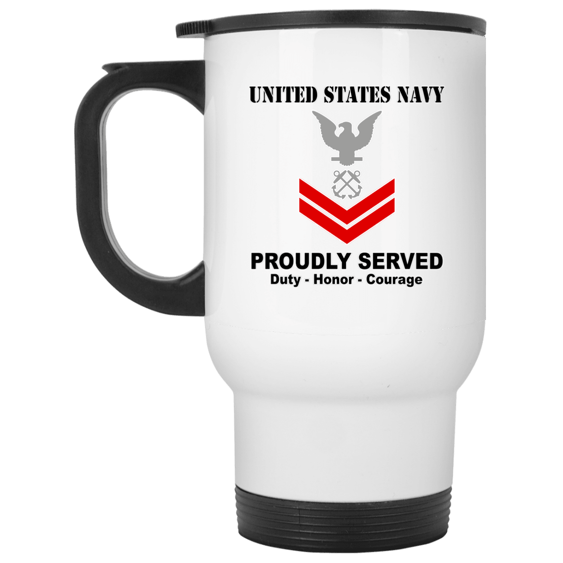 US Navy E-5 Petty Officer Second Class E5 PO2 Noncommissioned Officer Ranks T shirt White Coffee Mug - Stainless Travel Mug-Mug-Navy-Collar-Veterans Nation