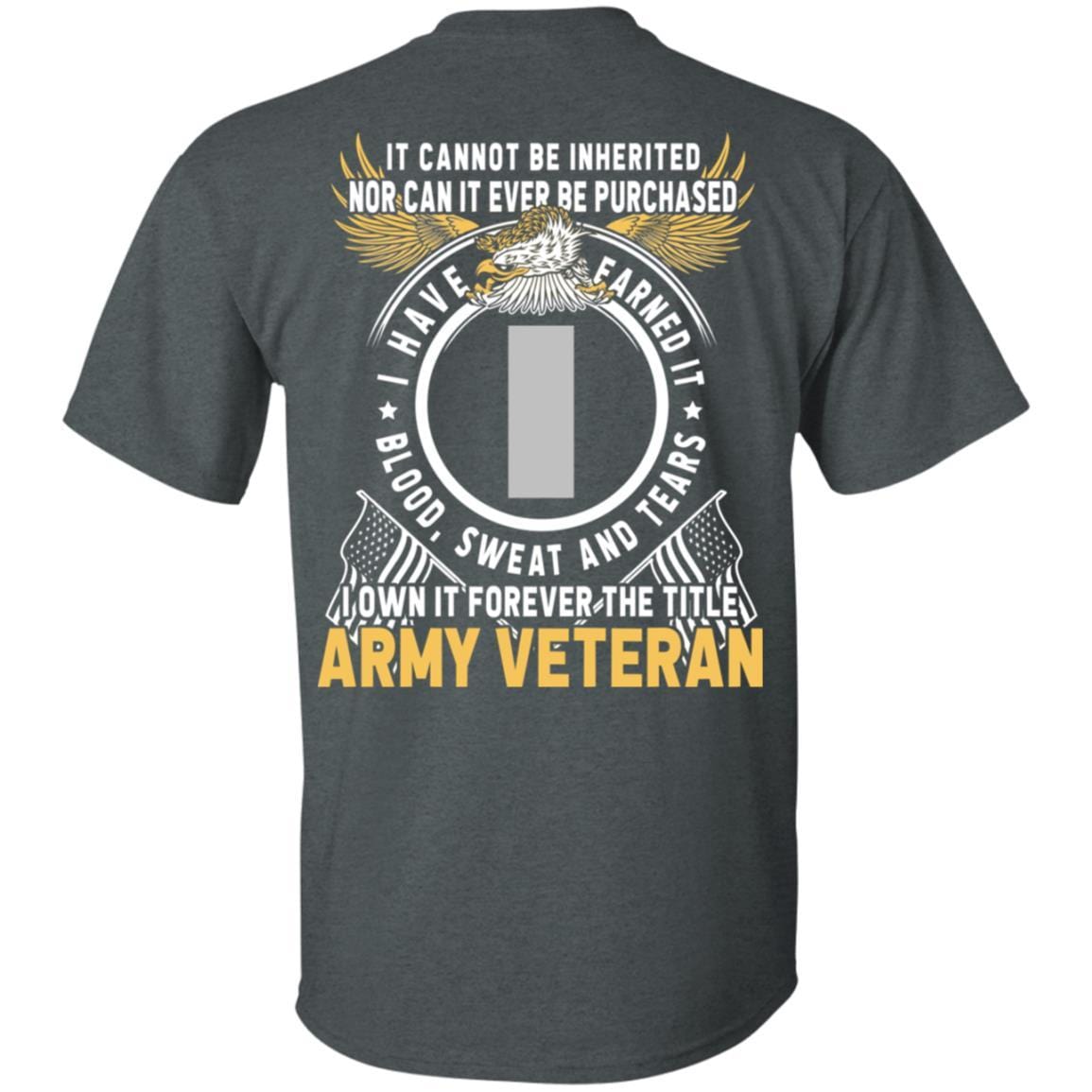 US Army O-2 First Lieutenant O2 1LT Commissioned Officer Ranks T-Shirt For Men On Back-TShirt-Army-Veterans Nation