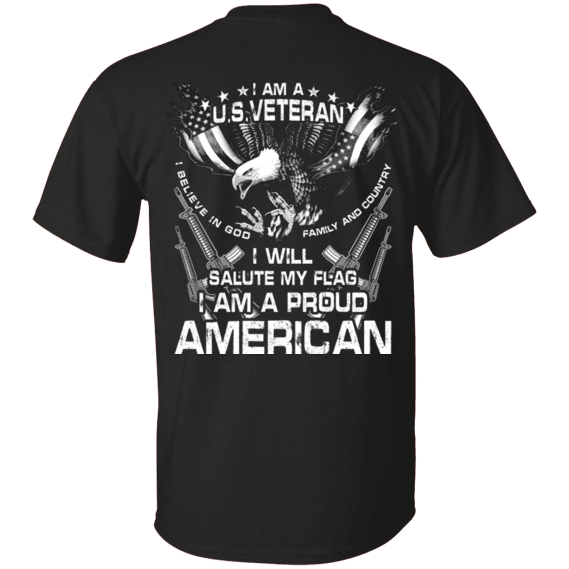 Military T-Shirt "Veteran - I Will Salute My Flag Proud American"-TShirt-General-Veterans Nation