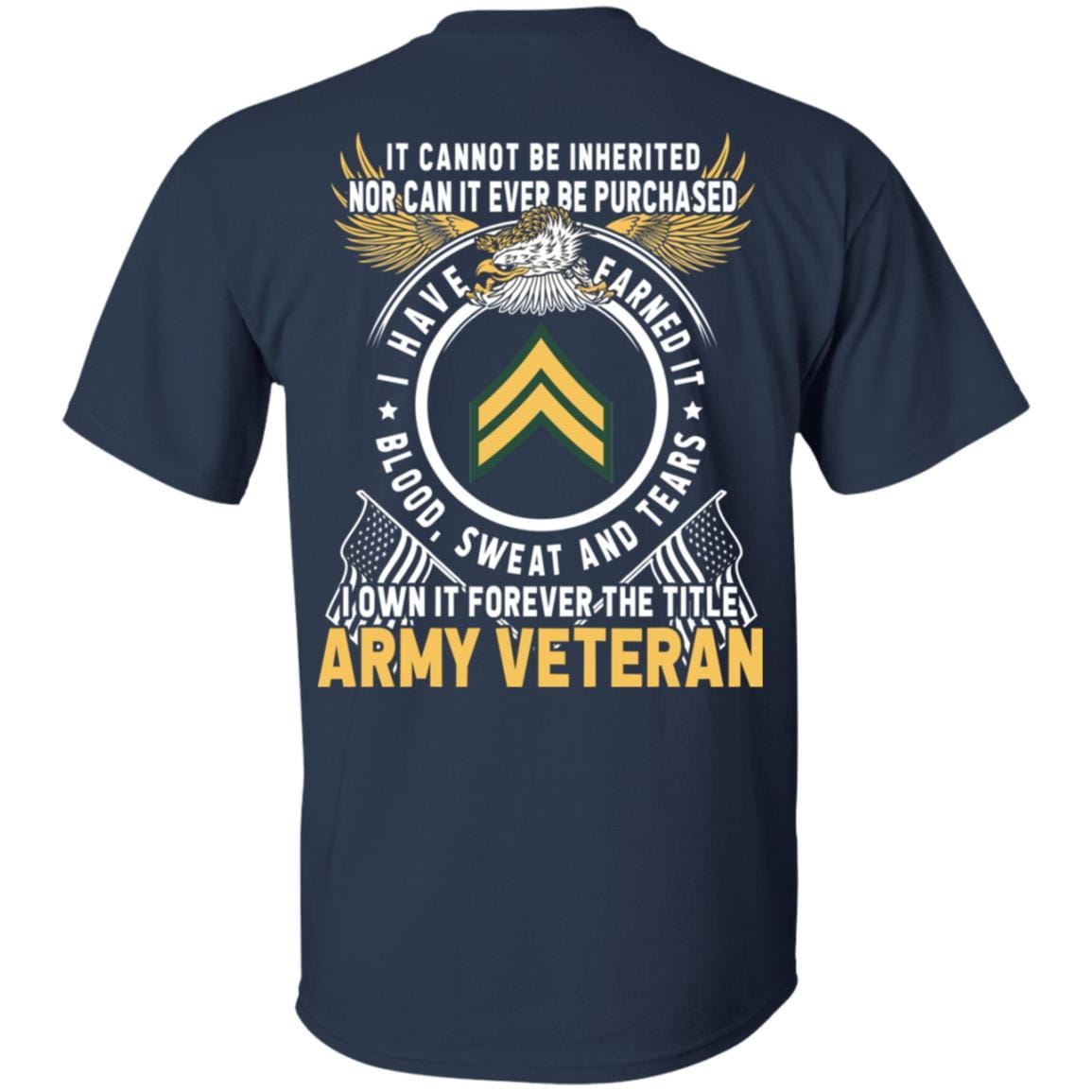 US Army E-4 Corporal E4 CPL Noncommissioned Officer Ranks T-Shirt For Men On Back-TShirt-Army-Veterans Nation