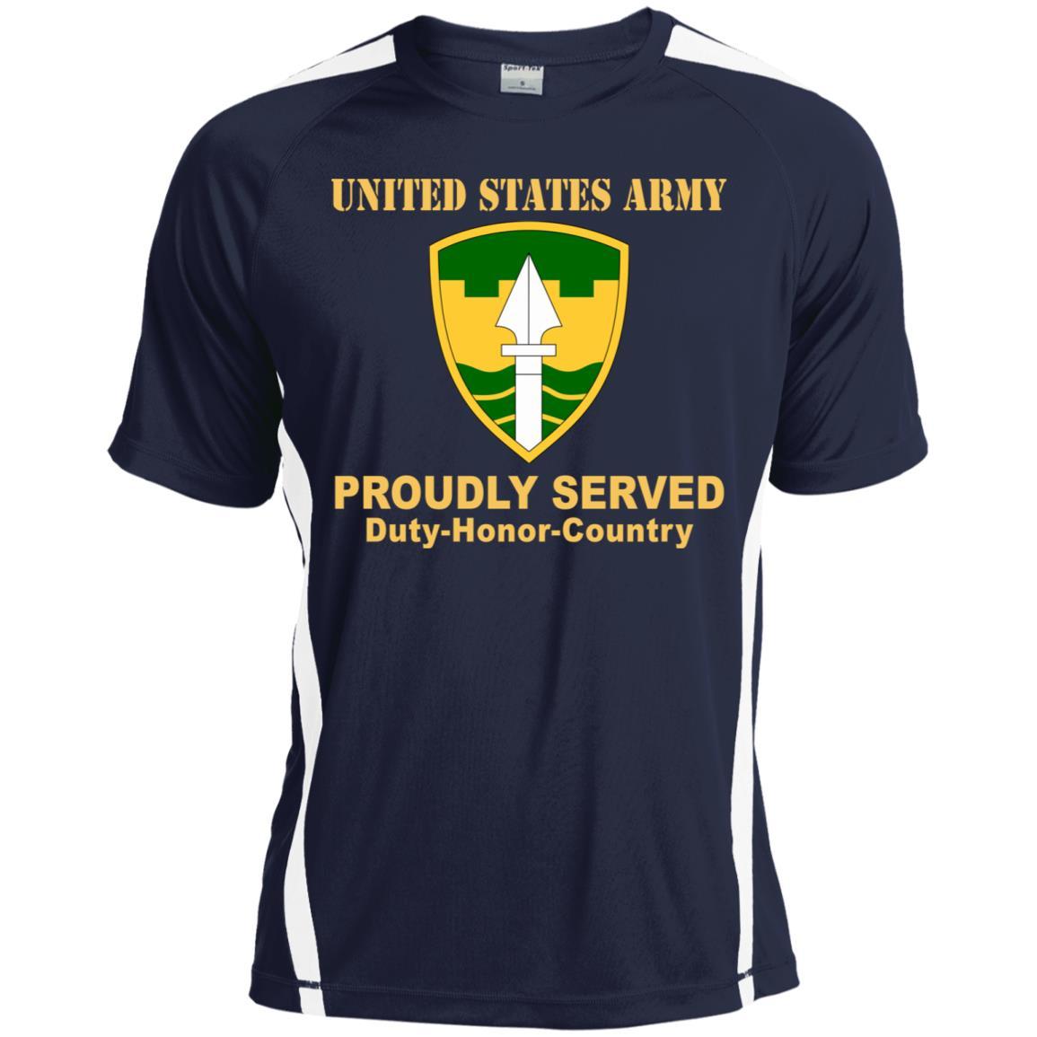US ARMY MILITARY POLICE BRIGADE - Proudly Served T-Shirt On Front For Men-TShirt-Army-Veterans Nation