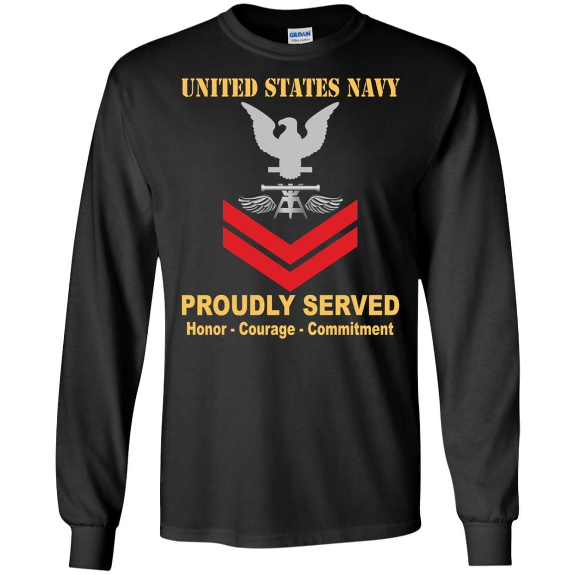 Navy Aviation Fire Control Tech Navy AQ E-5 Rating Badges Proudly Served T-Shirt For Men On Front-TShirt-Navy-Veterans Nation