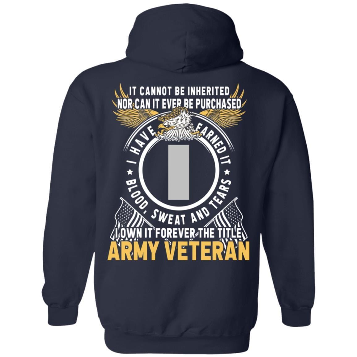 US Army O-2 First Lieutenant O2 1LT Commissioned Officer Ranks T-Shirt For Men On Back-TShirt-Army-Veterans Nation