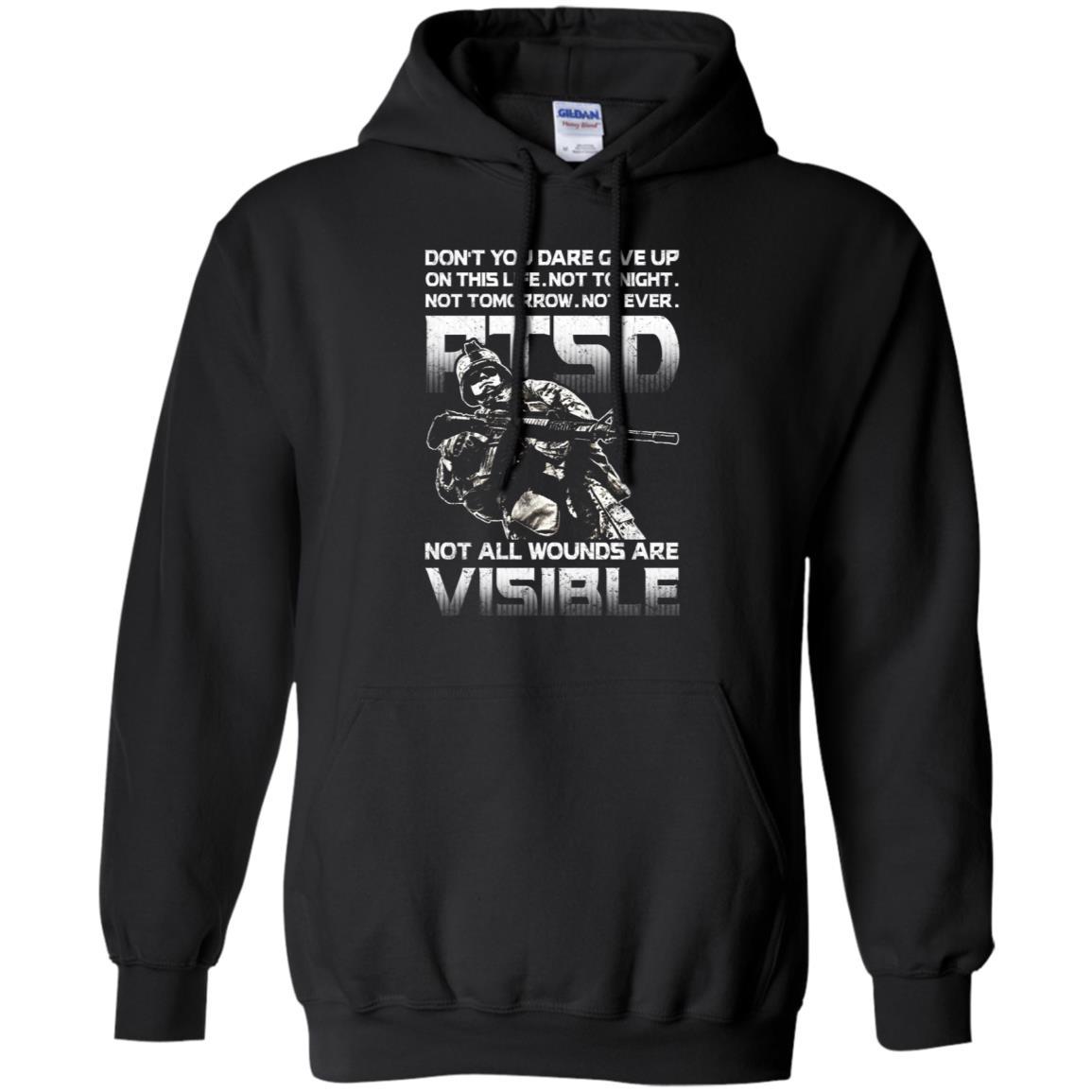 Military T-Shirt "Don't You Dare Give Up - PTSD Men On" Front-TShirt-General-Veterans Nation