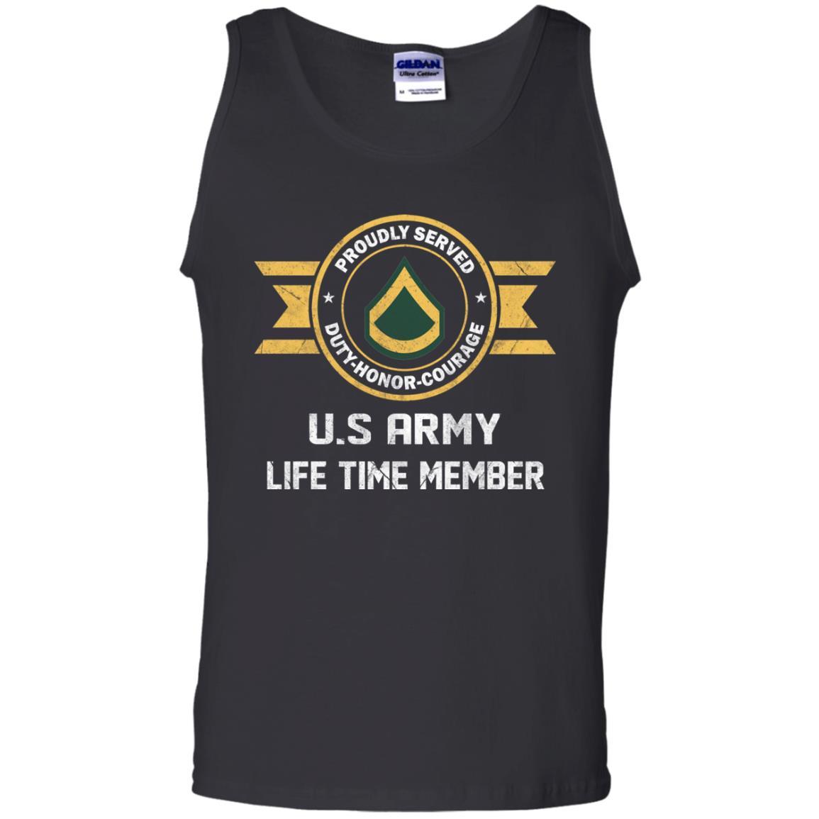 Life Time Member - Army E-3 PFC E3 Private First Class Ranks Men T Shirt On Front-TShirt-Army-Veterans Nation