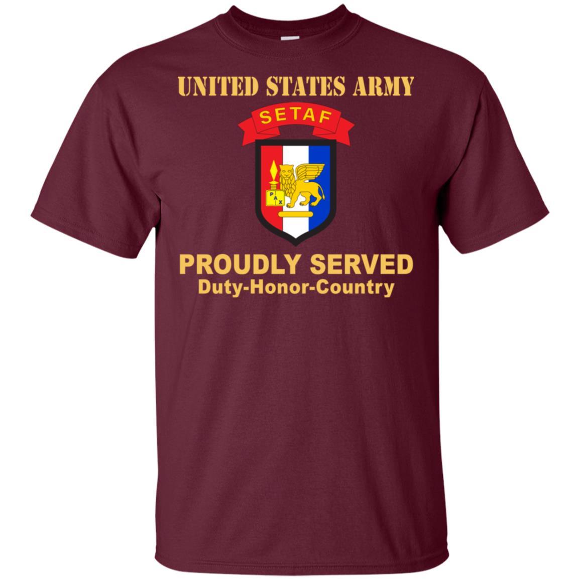 US ARMY USARAF-SETAF COMBAT SERVICE ID BADGE- Proudly Served T-Shirt On Front For Men-TShirt-Army-Veterans Nation