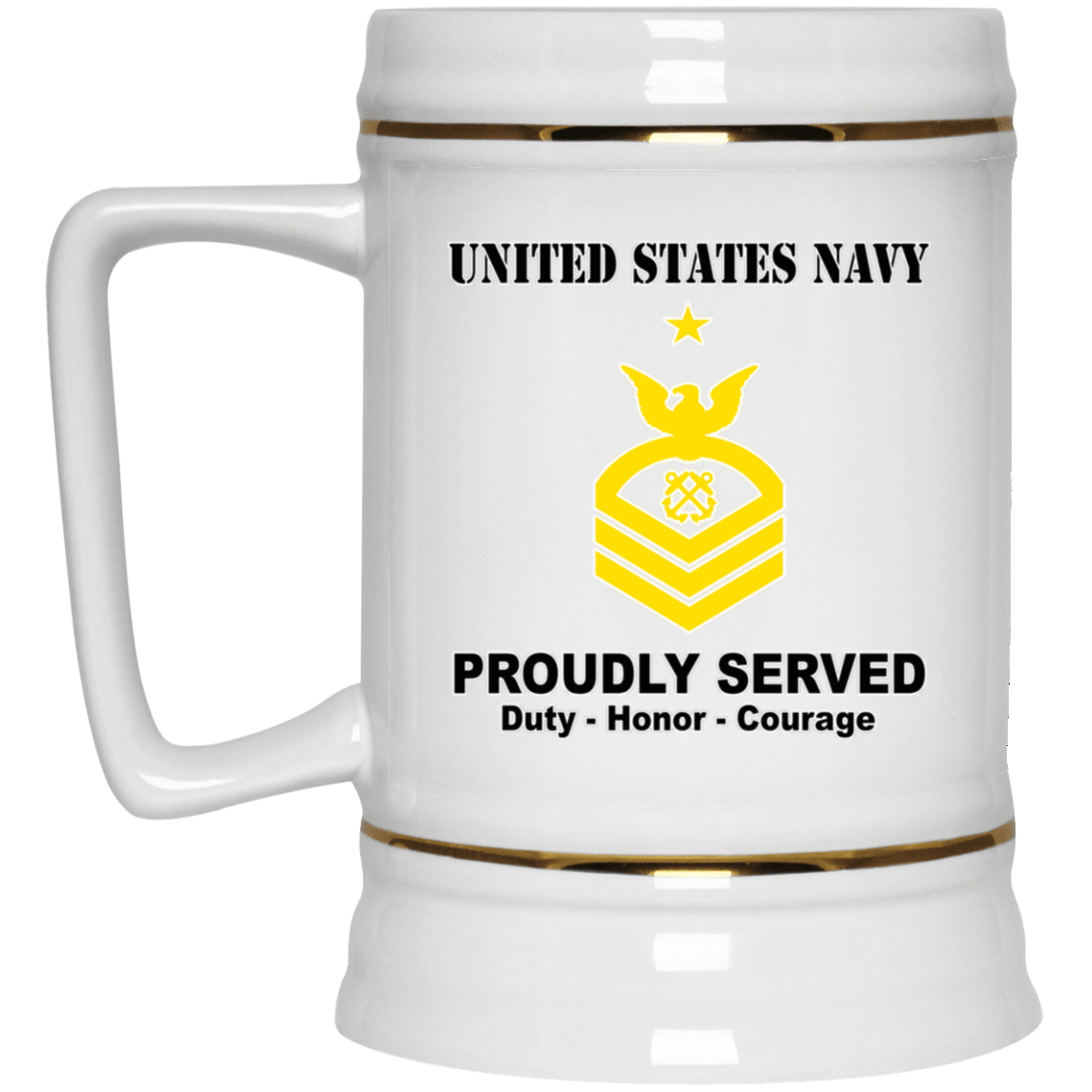 US Navy E-8 Senior Chief Petty Officer E8 SCPO Senior Noncommissioned Officer Ranks T shirt White Coffee Mug - Stainless Travel Mug-Mug-Navy-Collar-Veterans Nation