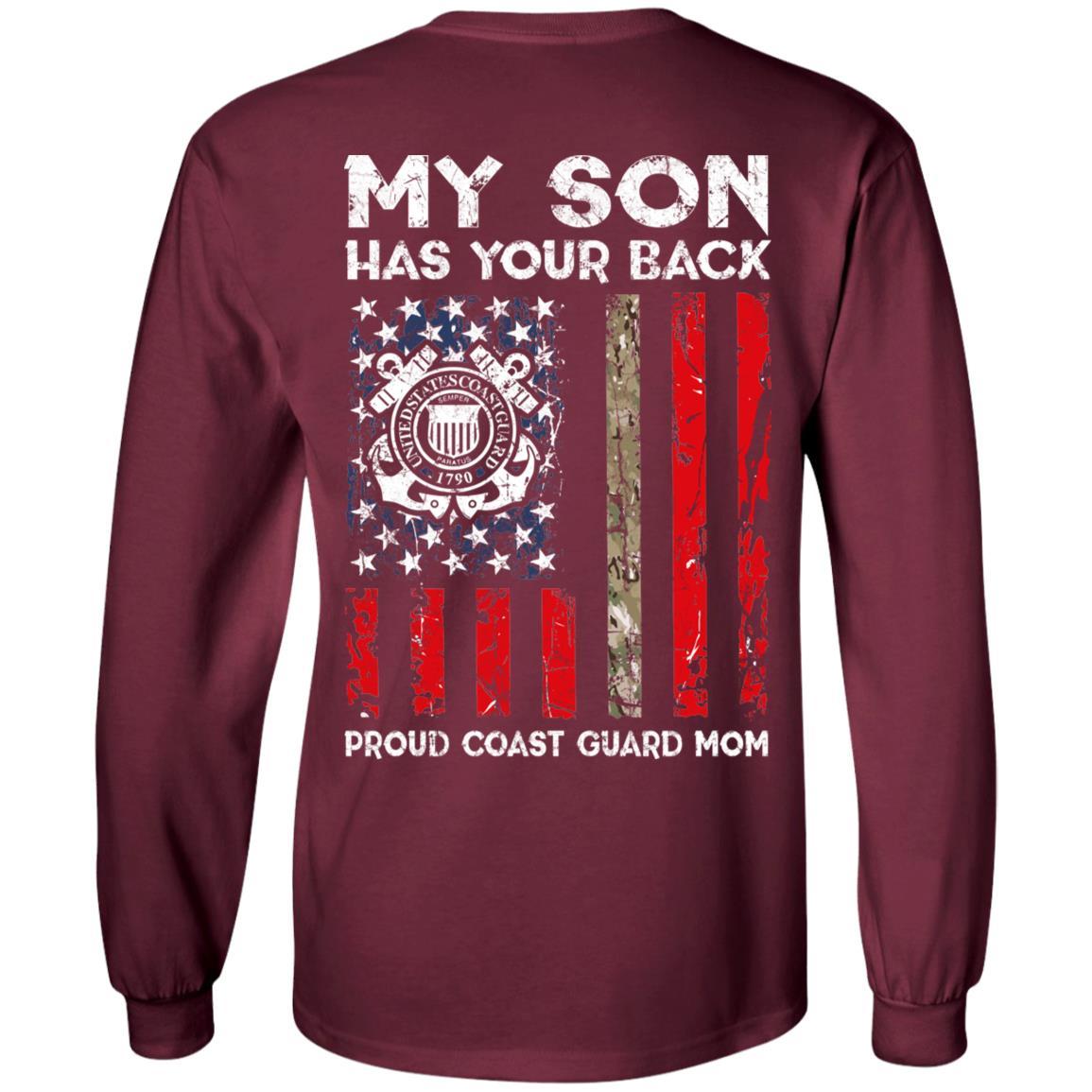 My Son Has Your Back - Proud Coast Guard Mom Men T Shirt On Back-TShirt-USCG-Veterans Nation