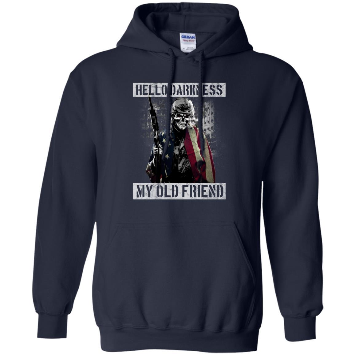 Military T-Shirt "Hello Darkness - My Old Friend Men On" Front-TShirt-General-Veterans Nation