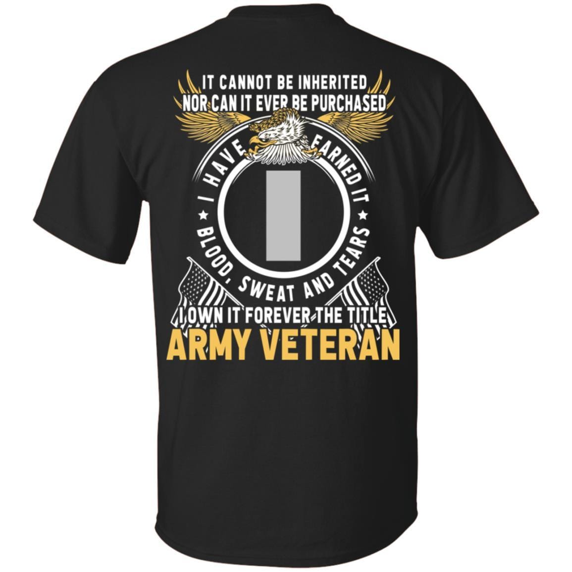 US Army O-2 First Lieutenant O2 1LT Commissioned Officer Ranks T-Shirt For Men On Back-TShirt-Army-Veterans Nation