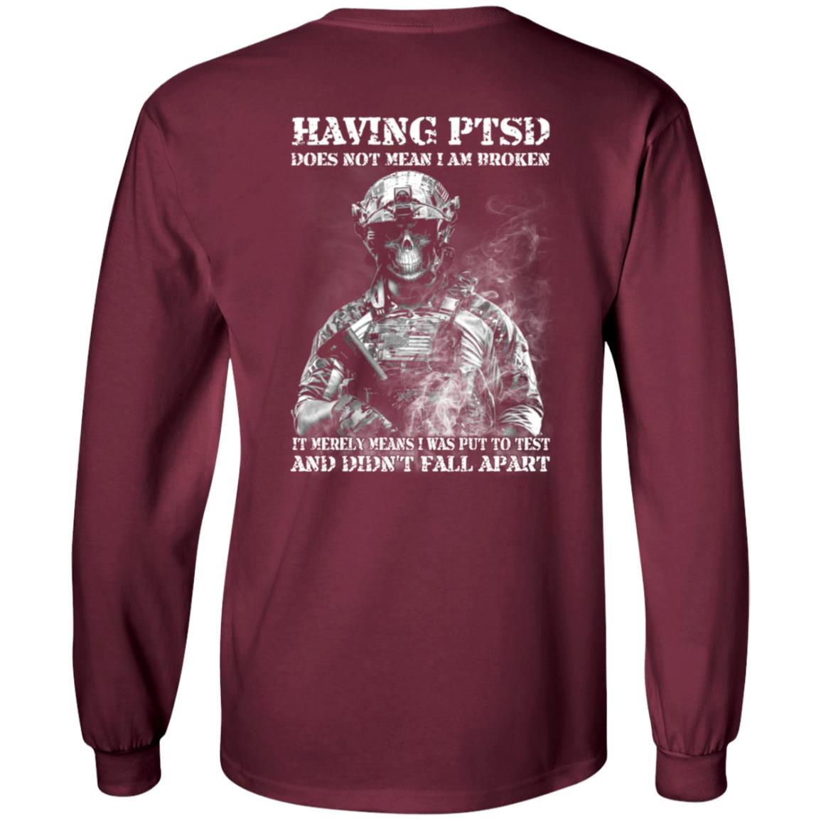Military T-Shirt "Having PTSD - Didn't Fall Apart Men" On Back-TShirt-General-Veterans Nation