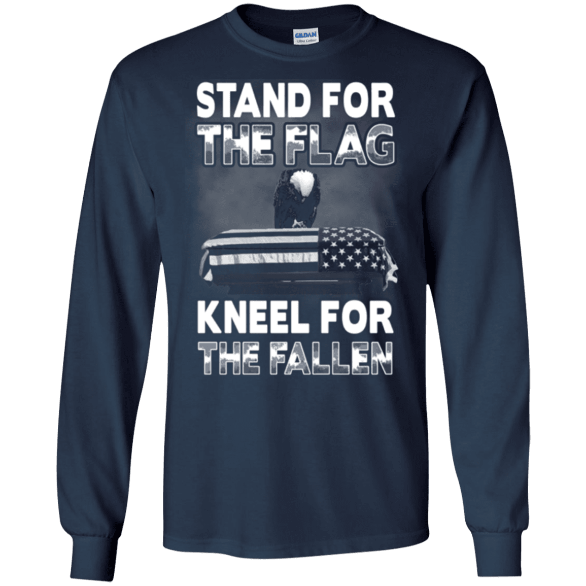 Military T-Shirt "Stand For The Flag Kneel For The Fallen"-TShirt-General-Veterans Nation