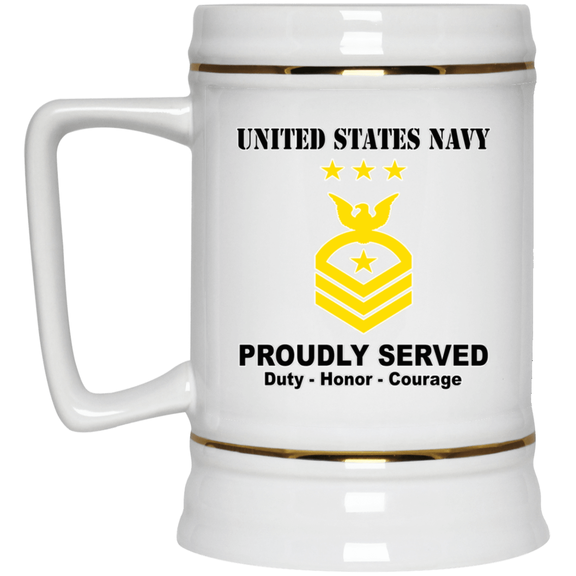 US Navy E-9 Master Chief Petty Officer Of The Navy E9 MCPON Senior Enlisted Advisor T shirt White Coffee Mug - Stainless Travel Mug-Mug-Navy-Collar-Veterans Nation