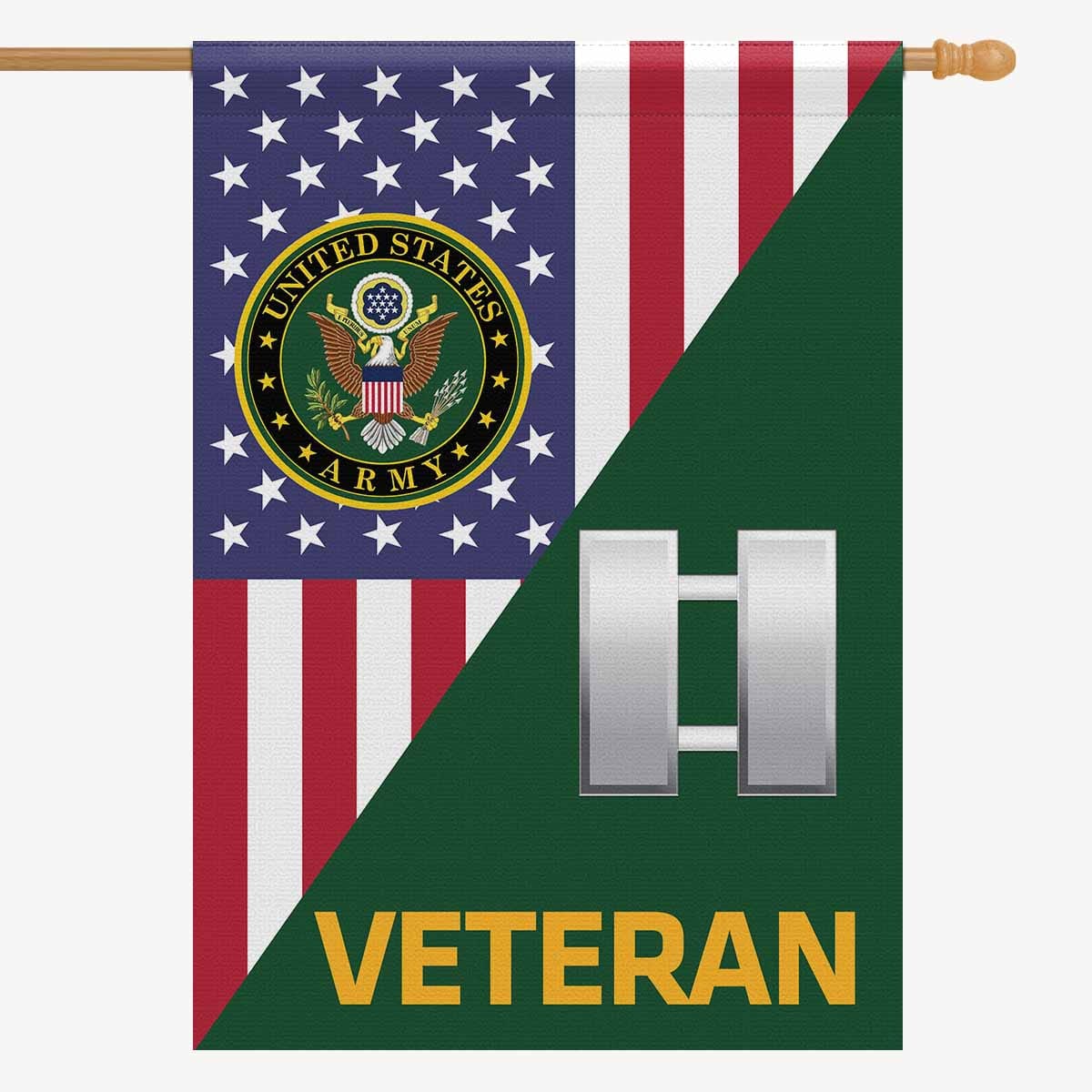 US Army O-3 Captain O3 CPT Veteran House Flag 28 Inch x 40 Inch 2-Side Printing-HouseFlag-Army-Ranks-Veterans Nation