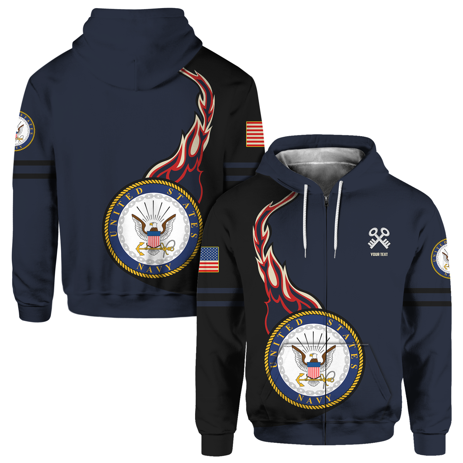 Custom 3D All Over Prints Hoodie, Personalized Name And Ranks, Military Logo-AOV-Custom-Veterans Nation