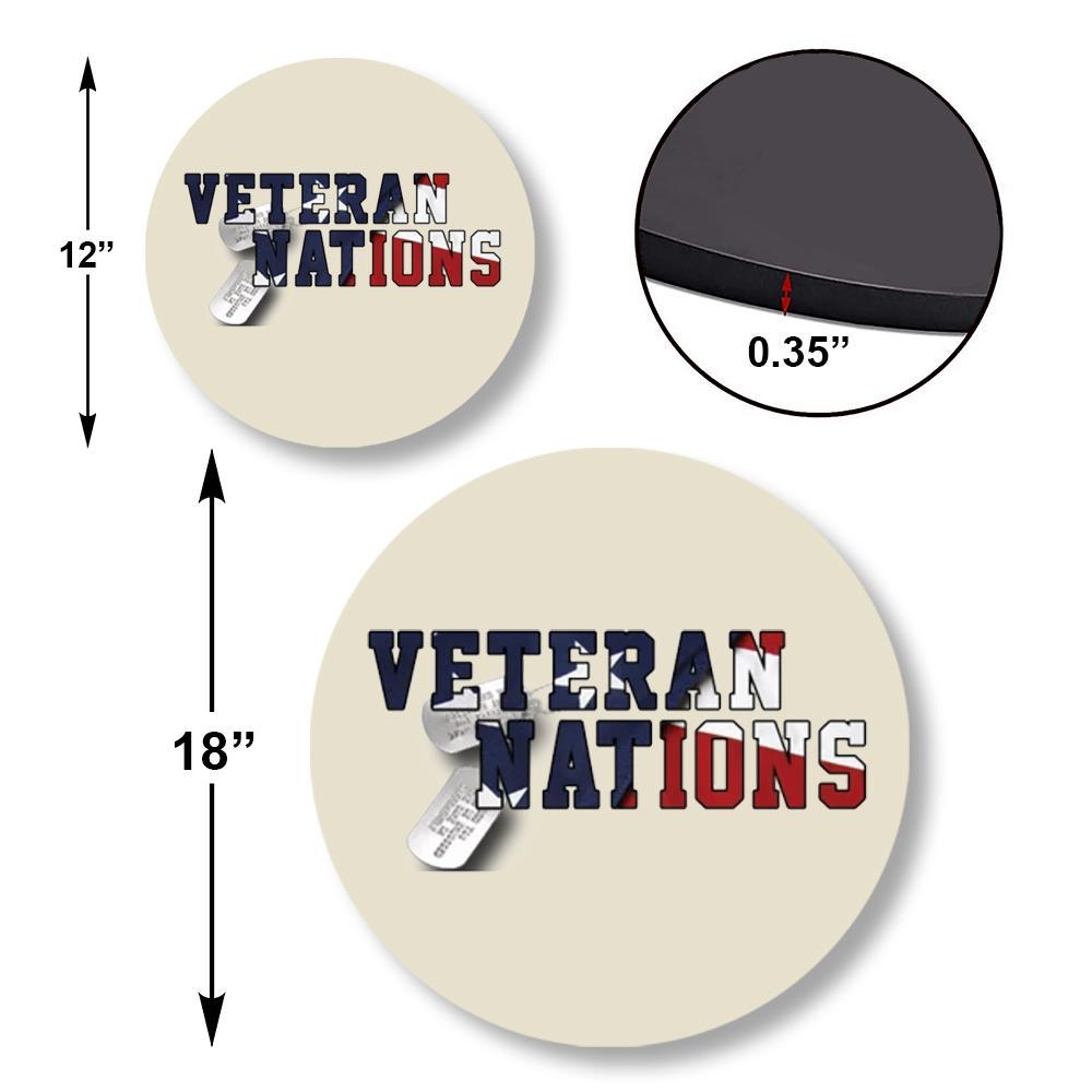 Custom Round Wood Sign, USA Flag With Military Ranks/Insignia - Personalized Name & Ranks-Round Sign-Veterans Nation