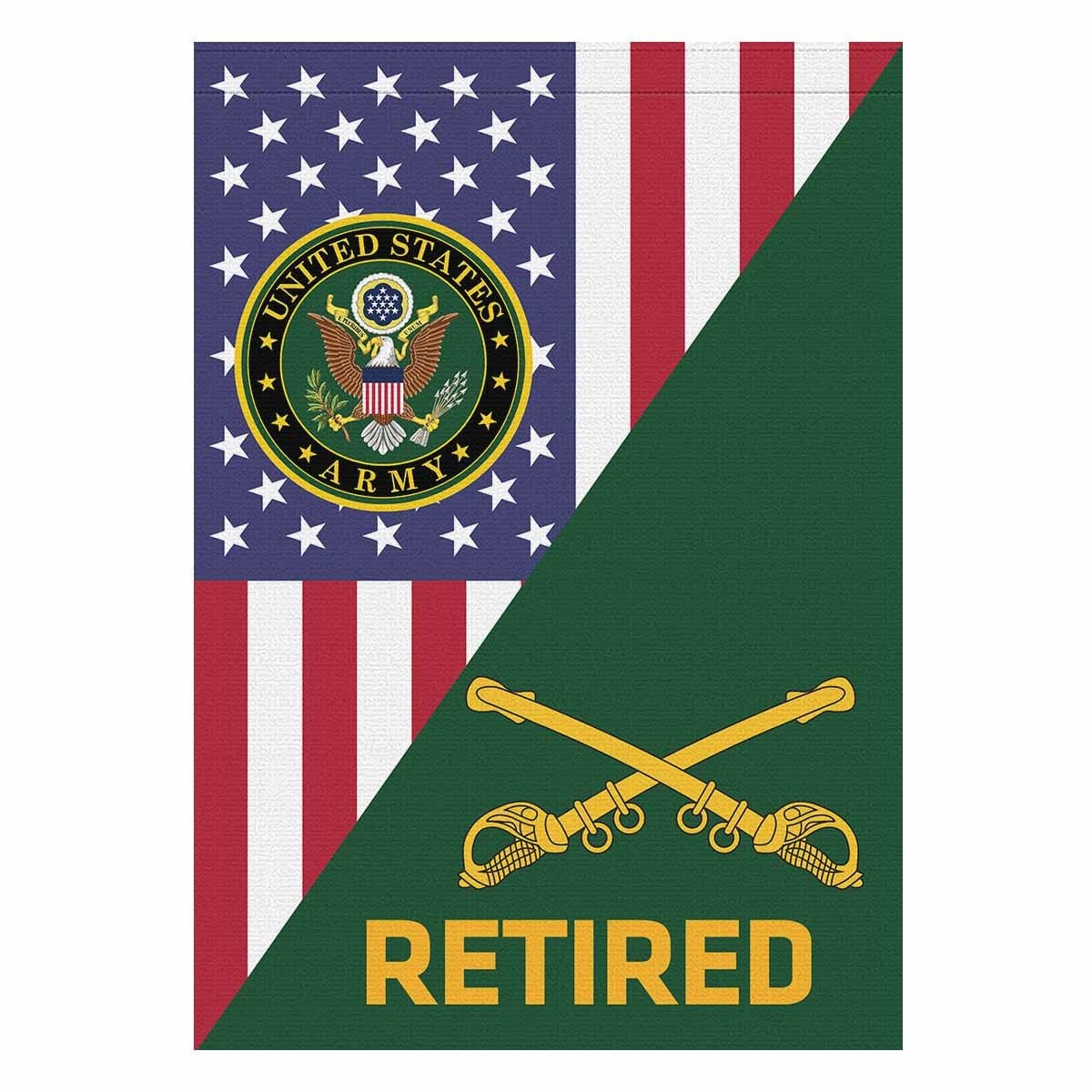 US Army Cavalry Retired House Flag 28 Inch x 40 Inch Twin-Side Printing-HouseFlag-Army-Branch-Veterans Nation