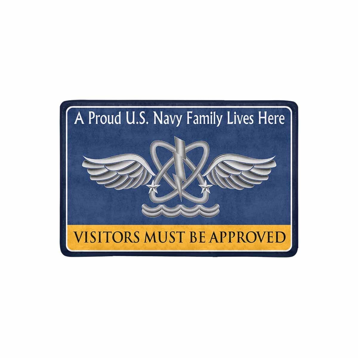 U.S Navy Naval aircrewman Navy AW Family Doormat - Visitors must be approved (23,6 inches x 15,7 inches)-Doormat-Navy-Rate-Veterans Nation