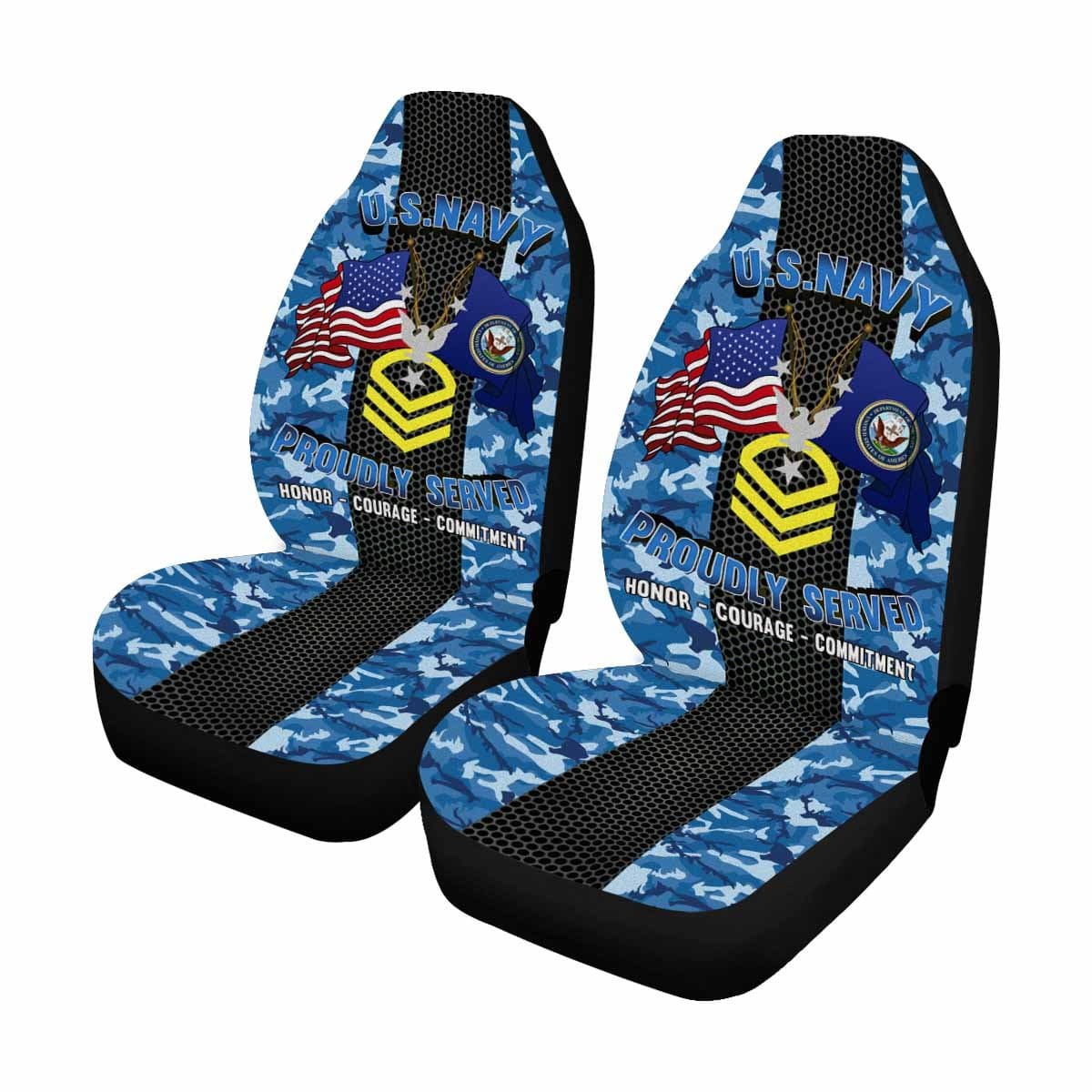 US Navy E-9 Command Master Chief Petty Officer E9 CMDCM Senior Enlisted Advisor Collar Device Car Seat Covers (Set of 2)-SeatCovers-Navy-Collar-Veterans Nation
