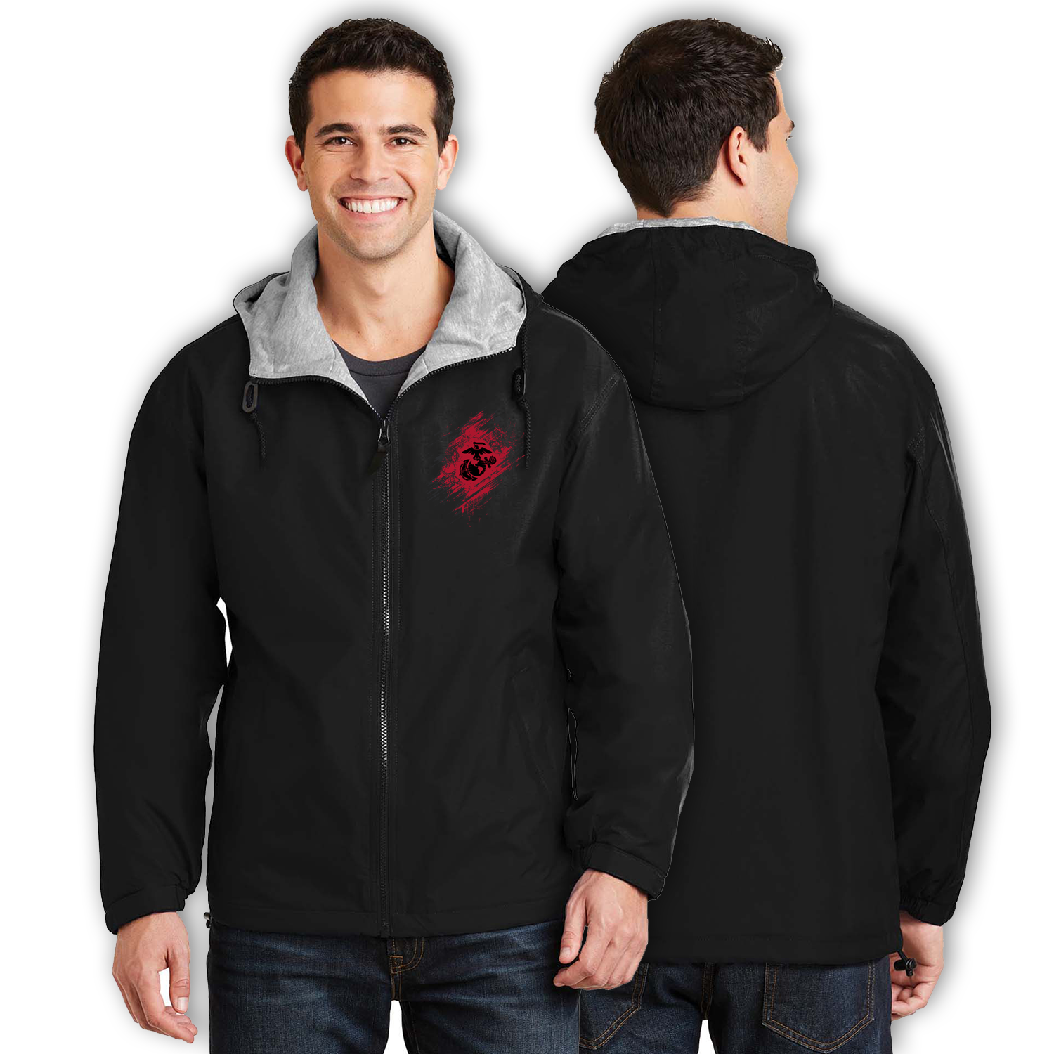 Custom MARlNE Ranks/Insignia In Heart Print On Left Chest Team Jacket